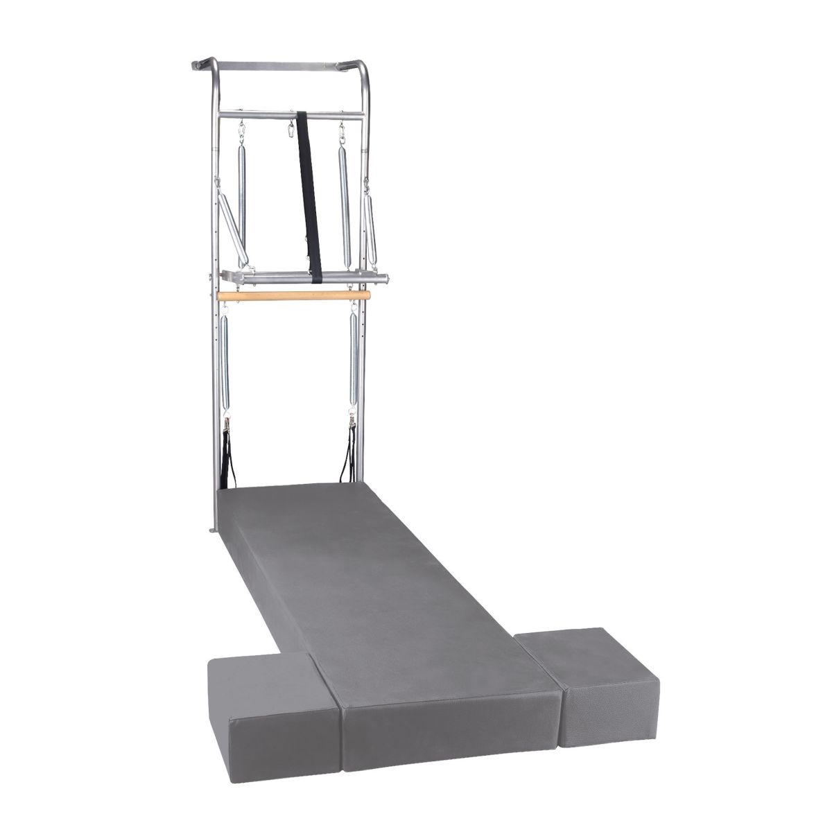 Elina Pilates Stainless Steel Wall Tower Unit with Adjustable Push-Bar and Full Spring Set