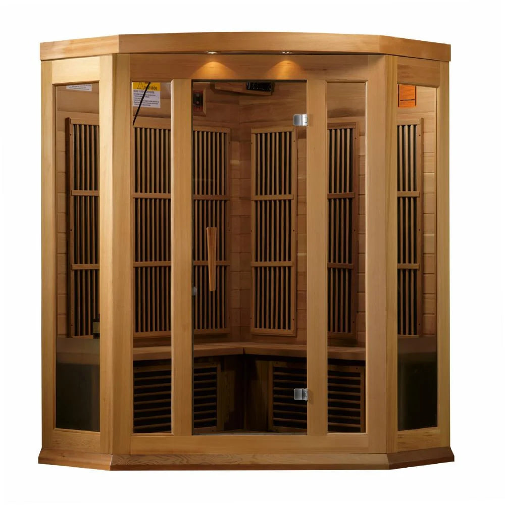 3-Person Corner Low EMF FAR Infrared Sauna in Canadian Red Cedar image 4
