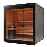 Auroom Mira L 5-Person Outdoor Traditional Sauna Cabin Kit w/ Black Thermo-Spruce Wood