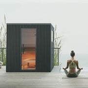 Auroom Garda 6-Person Fully Assembled Outdoor Traditional Sauna Cabin w/ Black Thermo-Pine Wood image 3