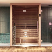 Auroom Cala Glass 4-Person Traditional Sauna Kit w/ Thermo-Aspen Wood image 3