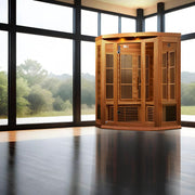 Maxxus "Avignon Edition" 3-Person Corner Near Zero EMF FAR Infrared Sauna - Canadian Red Cedar image 2