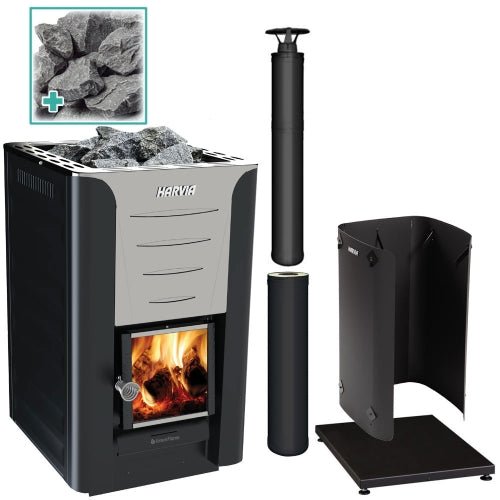 Harvia Pro Series 20 24.1kW Wood-Burning Sauna Stove Package