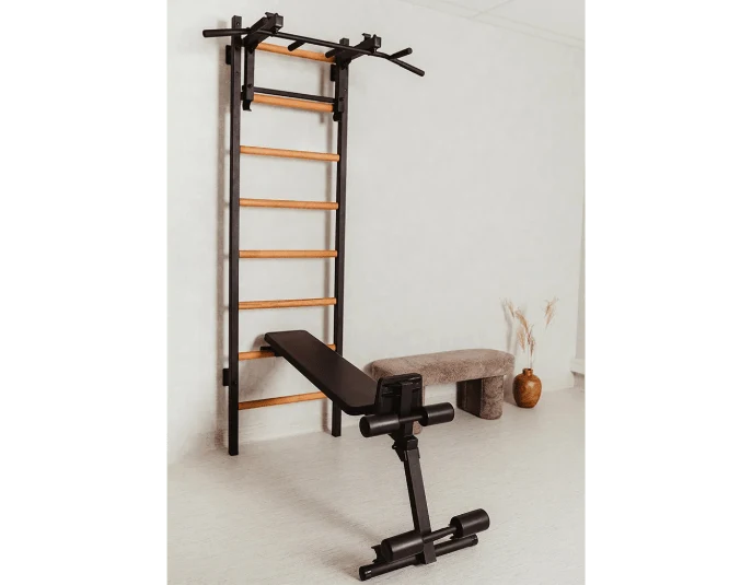 BenchK 233B Wall Bars Swedish Ladder - Versatile Home Gym System with Adjustable Pull-Up Bar and Dip Station