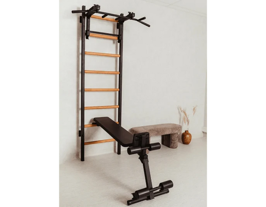 BenchK 233B Wall Bars Swedish Ladder - Versatile Home Gym System with Adjustable Pull-Up Bar and Dip Station