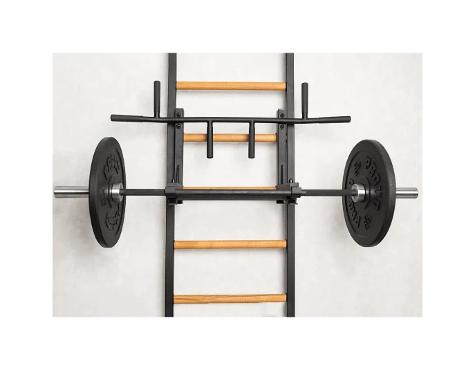 BenchK 231 Wall Bars Swedish Ladder - Space-Efficient Beech Wood & Steel Fitness Ladder with Adjustable Pull-Up Bar