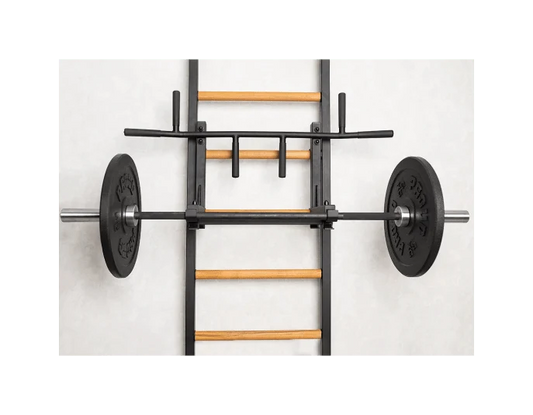 BenchK 231 Wall Bars Swedish Ladder - Space-Efficient Beech Wood & Steel Fitness Ladder with Adjustable Pull-Up Bar