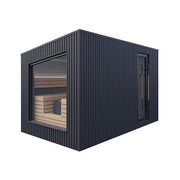 Auroom Terra 6-Person Outdoor Traditional Sauna Cabin w/ Black Thermo-Pine Wood image 2