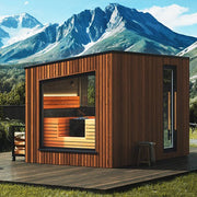 Auroom Terra 6-Person Outdoor Traditional Sauna Cabin w/ Natural Thermo-Pine Wood image 2