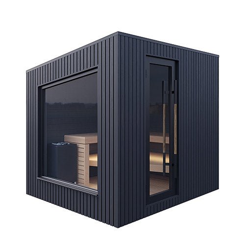 Auroom Terra 6-Person Outdoor Traditional Sauna Cabin w/ Black Thermo-Pine Wood