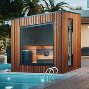 Auroom Terra 6-Person Outdoor Traditional Sauna Cabin w/ Natural Thermo-Pine Wood